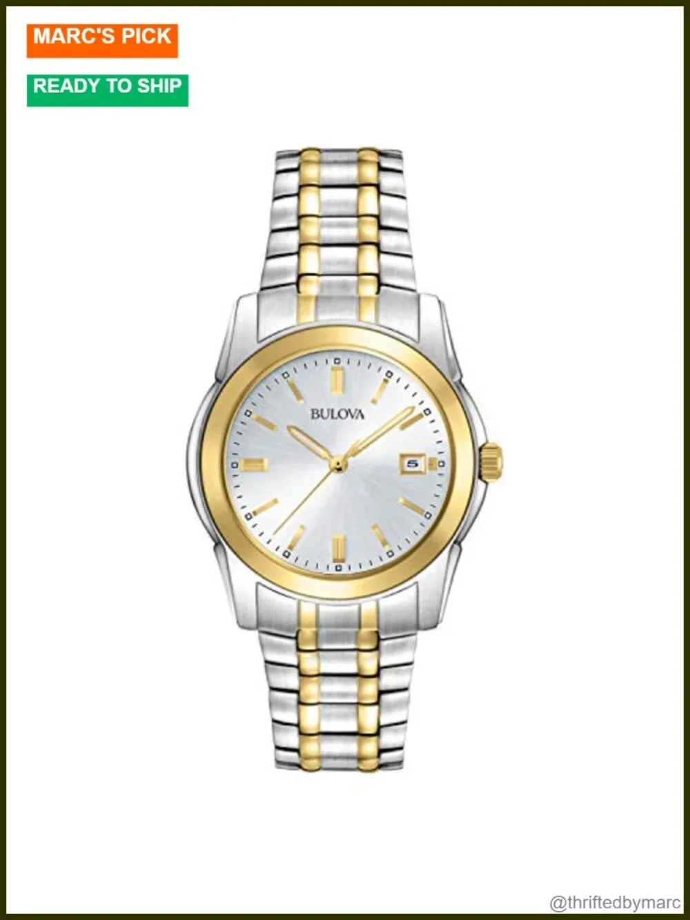 Two-Tone Stainless Steel Quartz Watch with Date, 38mm